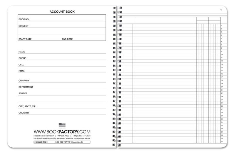 BookFactory 2 Column Ledger Book/Account Book/Accounting Ledger/Notebook Two Columns Columnar Accountant Book Format - 100 Pages, 8.5'' x 11'', Wire-O (Made in USA) - Image 2